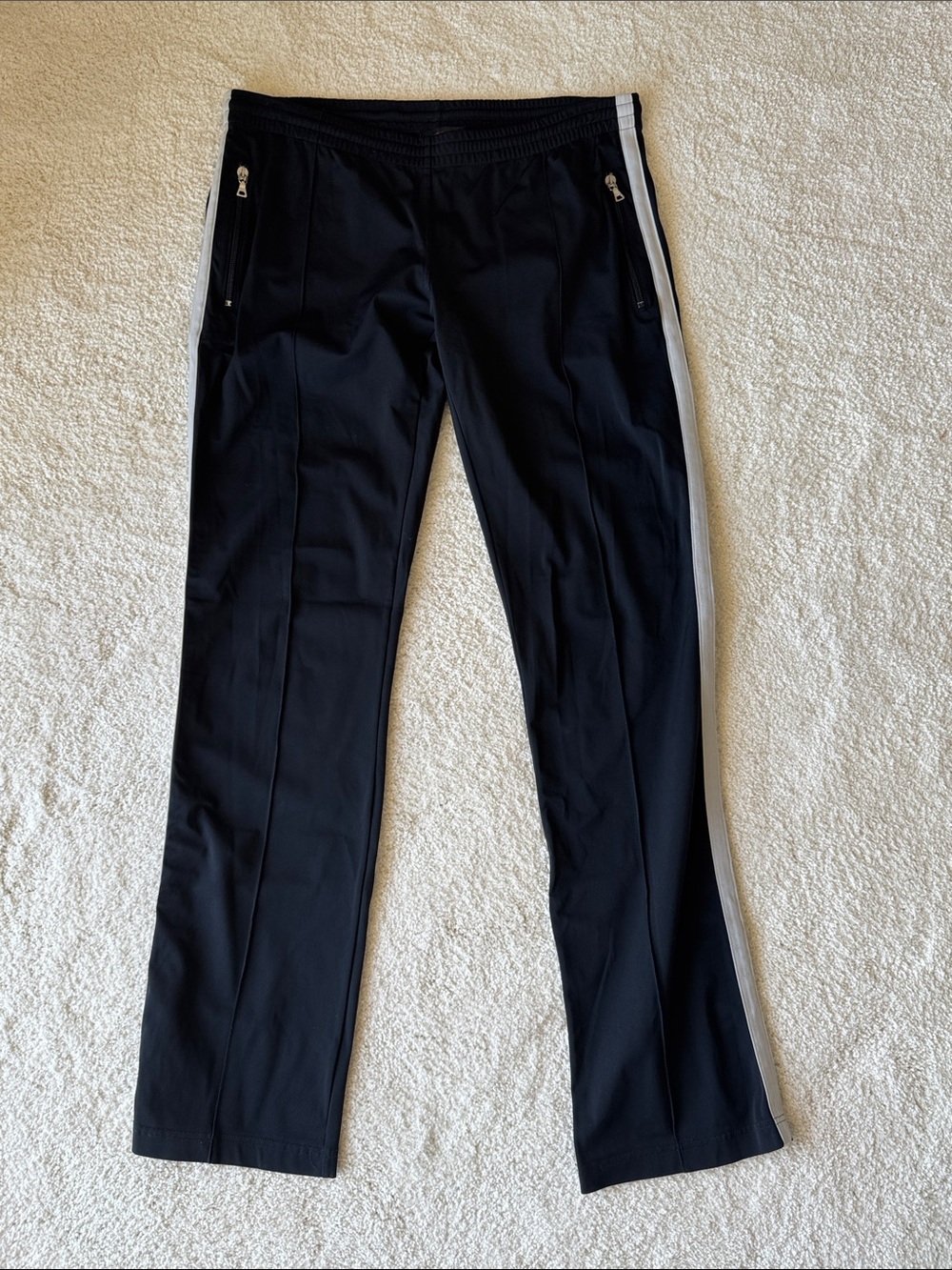 Prada Navy Nylon Joggers with White Side Stripes